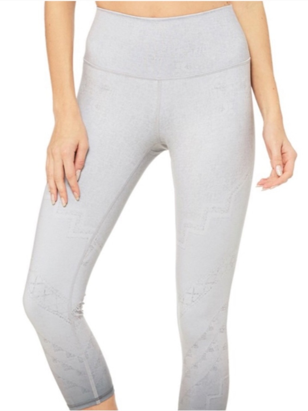 Alo Yoga High-Waist Airbrush Capri in Light Grey Geo Mandala - Size S
